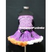 Dark Purple Lace Tube Top with matching Rainbow Dark Purple Orange White Black Pettiskirt TE17 