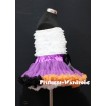 White Lace Tube Top with matching Rainbow Dark Purple Orange White Black Pettiskirt TE18 