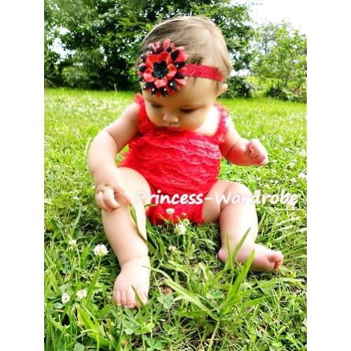 Red Lace Ruffles Petti Rompers with Straps LR12 