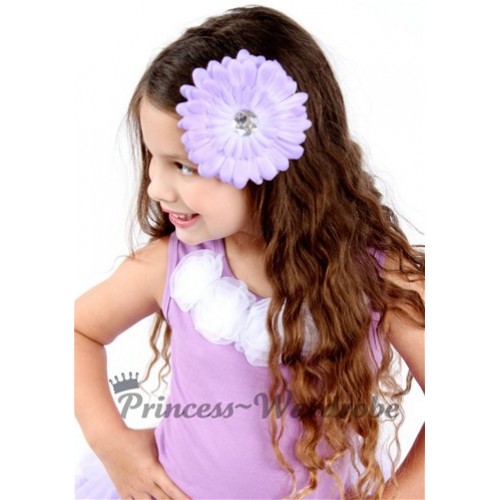 Lavender Tank Tops with White Rosettes TN109 