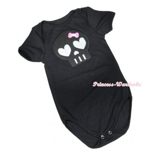 Halloween Black Baby Jumpsuit with Black Skeleton Print TH406 