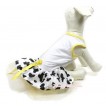 White Sleeveless Yellow Milk Cow Gauze Skirt With Yellow Rhinestone Bow Pet Dress DC023 