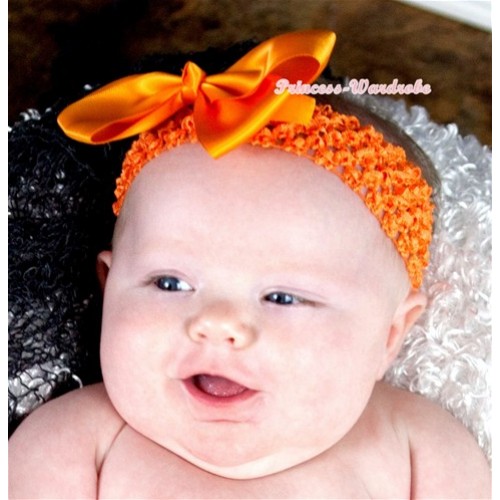 Halloween Orange Headband With Orange Silk Bow Hair Clip H741 