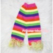 Newborn Baby Rainbow Striped Leg Warmers Leggings with Ruffles LG153 