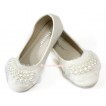 Ivory Cream White Pearl Lace Slip On Deck Boat Round Toe Girl Shoes D01-5Beige 