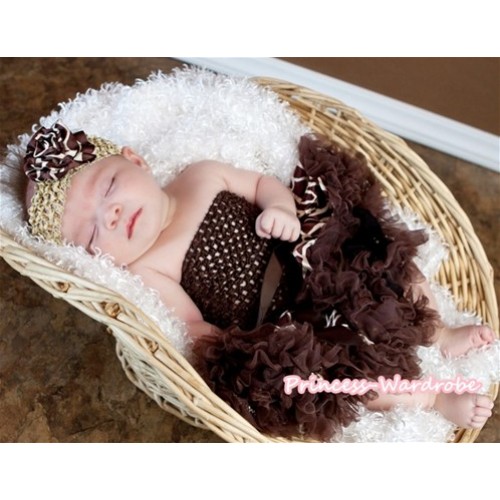 Brown Crochet Tube Top with Brown Giraffe Print Baby Pettiskirt CT224 
