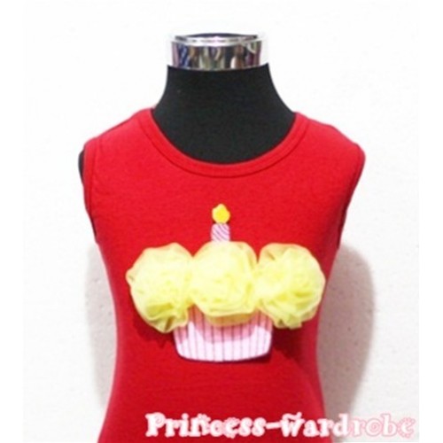 Red Tank Top with Yellow Birthday Cake TN62 