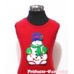 Christmas Scarf Snowman Red Tank Top with White Ribbon TN74 