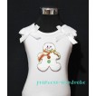Christmas Gingerbread Snowman White Tank Top with White Ribbon and Ruffles TW72 