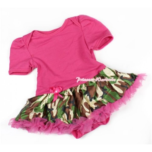 Hot Pink Baby Bodysuit Jumpsuit Hot Pink Camouflage Pettiskirt JS1388 