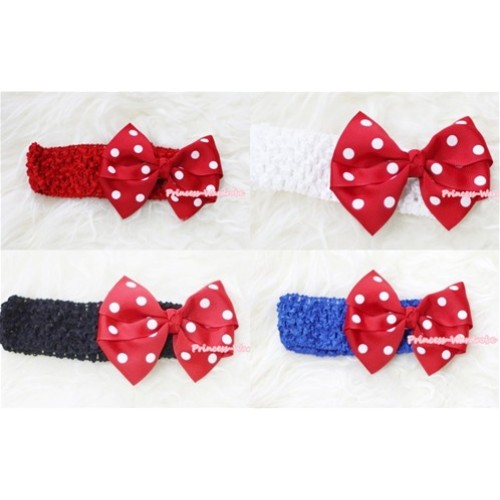 Optional Headband with Red White Polka Dots Bow H246 