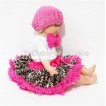 White Baby Pettitop & Hot Pink Rosettes with Hot Pink Leopard Baby Pettiskirt NG37 