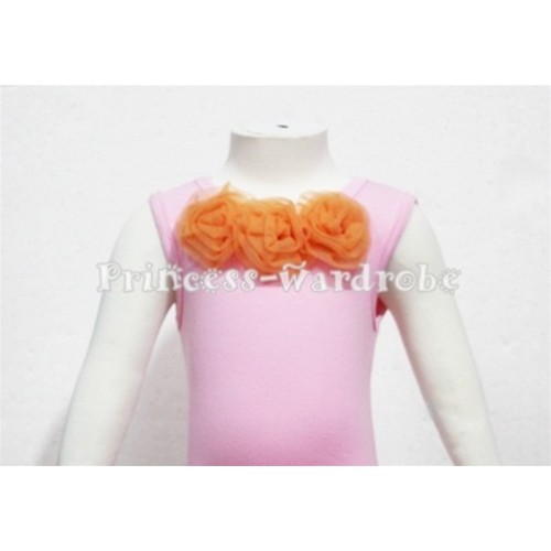 Light Pink Baby Pettitop & Orange Rosettes  NT51 