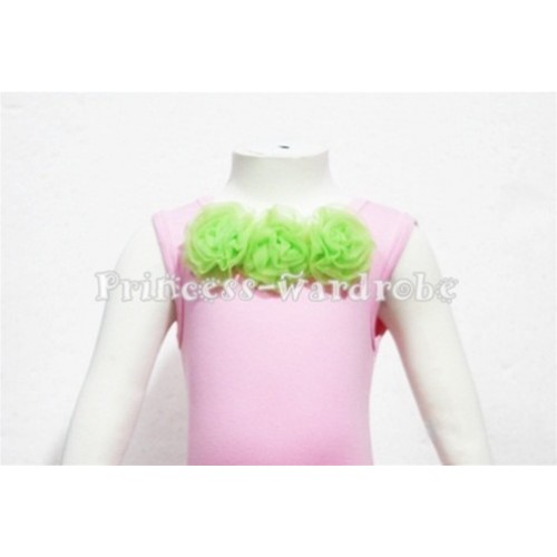 Light Pink Baby Pettitop & Lime Green Rosettes NT53 