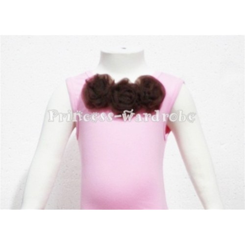 Light Pink Baby Pettitop & Brown Rosettes NT61 