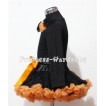 Black Orange Pettiskirt Matching Black Orange Rosettes Black Long Sleeves Top MN44 