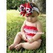 Red White Lace Ruffles Petti Rompers LR09 