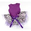 Dark Purple Sleeveless Dark Purple Leopard Gauze Skirt With Dark Purple Rhinestone Bow Pet Dress DC034 