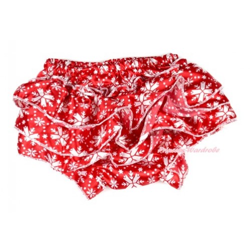 Xmas Red Snowflakes Satin Layer Panties Bloomers BC167 
