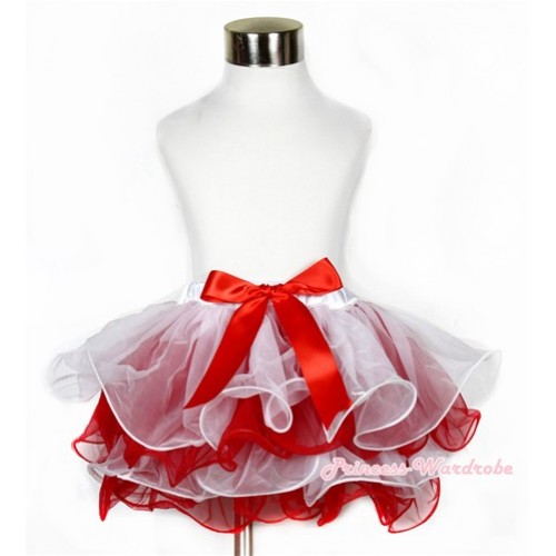 Xmas White Red Flower Petal Newborn Baby Pettiskirt With Red Bow N169 