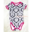 Plain Style Hot Pink Damask Print Baby Jumpsuit TH108 
