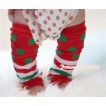 Newborn Baby X'mas Red Dark Green Polka Dots Red White Dark Green Stripes Leg Warmers Leggings LG156 