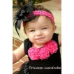 Black Newborn Pettitop & Hot Pink Rosettes with Black Hot Pink Newborn Pettiskirt NG170 
