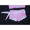 Hot Pink White Stripes Bikini with Polka Dots Waist Belt SW20 