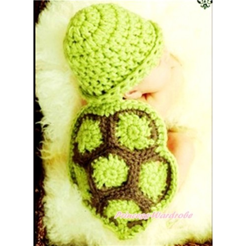 Dark Green Turtle Photo Prop Crochet Newborn Baby Custome C182 