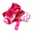 Hot Pink White Wave Crib Shoes With Hot Pink Ribbon S592 