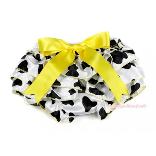 Yellow Milk Cow Satin Layer Panties Bloomers With Yellow Big Bow BC177 