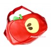 Green Leave Red Half Bite Apple Cute Kids School Zipper Cross Shoulder Bag CB125 