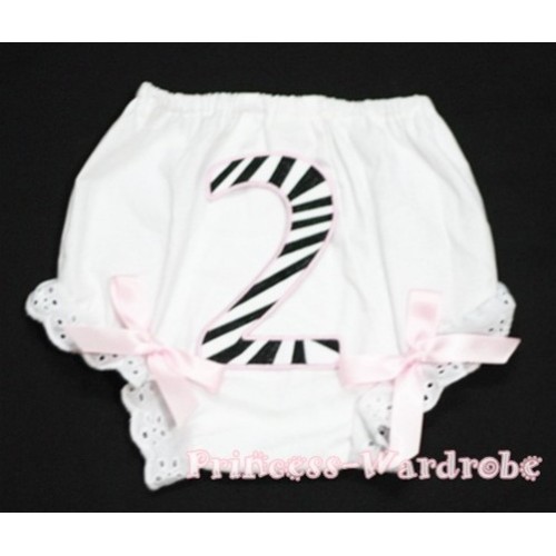 2nd Light Pink Zebra Birthday Number Panties Bloomers with Light Pink Bow BC67 