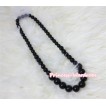 Pure Black Plastic Bead Necklace NK007 