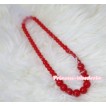 Hot Red Plastic Bead Necklace NK010 