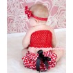 Red Crochet Tube Top with White Peony, Minnie Panties Bloomers Set CT233 