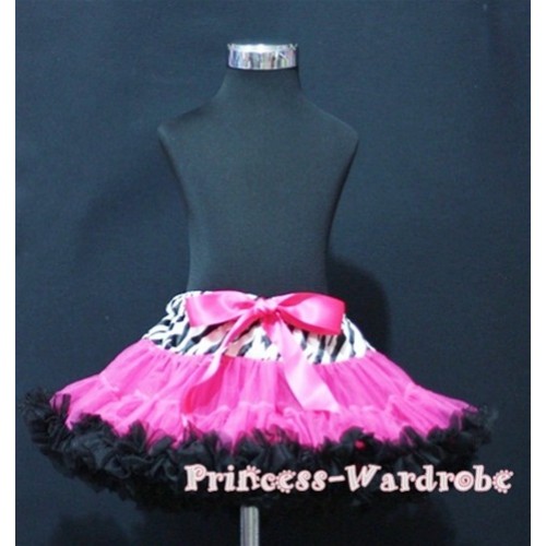 Zebra Waist Hot Pink Black Full Pettiskirt P111 