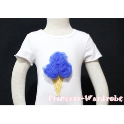 Royal Blue Ice Cream White Short Sleeves Top T75 