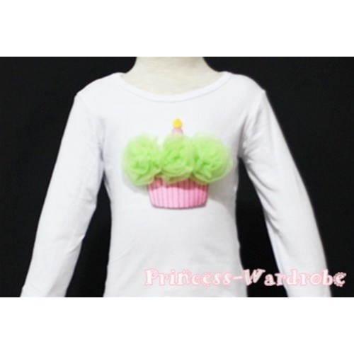 Lime Green Birthday Cake White Long Sleeves Top T98 