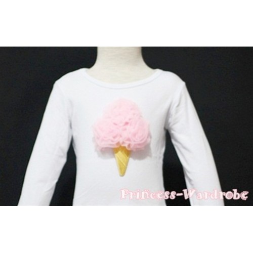 Light Pink Ice Cream White Long Sleeves Top T128 