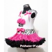 Zebra Waist Hot Pink Black Pettiskirt With Hot Pink Rosettes Zebra Birthday Cake Tank Top with Zebra Ruffles &Hot Pink Bow MD08 