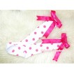 White Sock with Hot Pink White Polka Dots Cotton Stocking SK81 