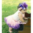 White Baby Pettitop & Light Pink Rosettes with Light Pink Dark Purple Baby Pettiskirt NG300 