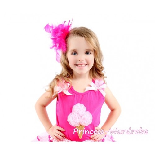 Hot Pink Tank Top with Light Pink Ice Cream with Light Pink Ribbon and Ruffles TR21 