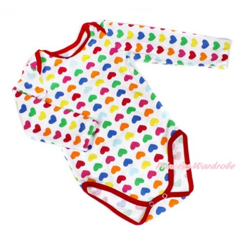 Plain Style Rainbow Heart Long Sleeve Baby Jumpsuit LH278 