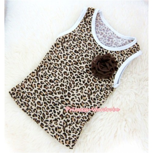 Leopard Tank Tops With One Brown Rose TL001 