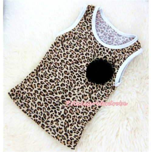 Leopard Tank Tops With One Black Rose TL003 