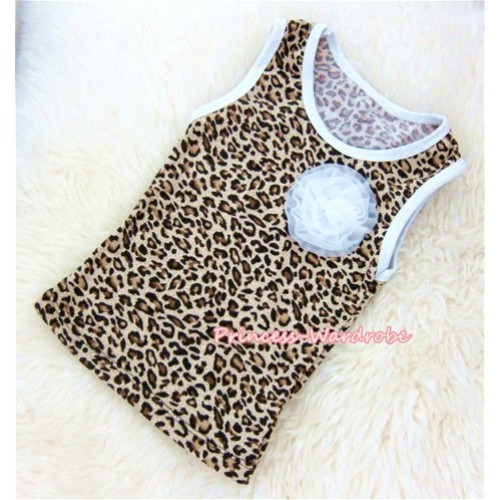 Leopard Tank Tops With One White Rose TL004 