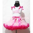 White Tank Top with Light Pink Ruffles& Hot Pink Bow &Princess Print with Light Hot Pink Pettiskirt MP10 