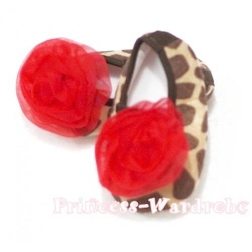 Giraffe Shoes with Red Rosettes S57 